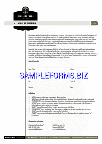 Washington Model Release Form 3 pdf free